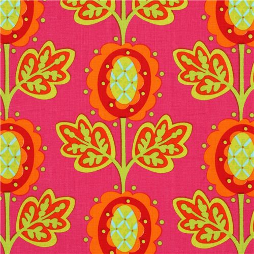 pink Michael Miller flower fabric with peonies 1