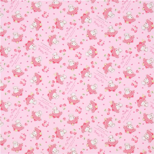 pink My Melody bunny rabbit cherry fruit oxford fabric 2