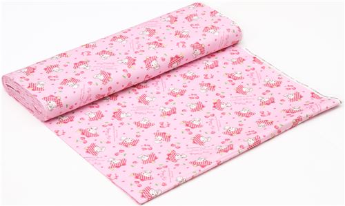 pink My Melody bunny rabbit cherry fruit oxford fabric 3