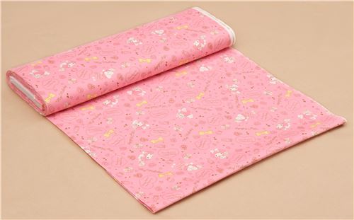pink My Melody rabbit heart flower bow oxford fabric 3