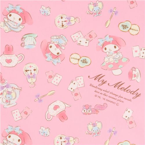 pink My Melody rabbit teapot playing card biscuit oxford fabric 1