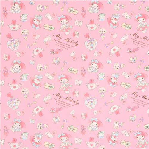 pink My Melody rabbit teapot playing card biscuit oxford fabric 2