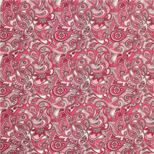 pink Paisley pattern and flower fabric by Robert Kaufman Fabric by ...