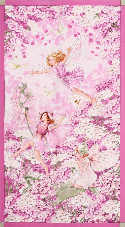 pink Petal Fairies Panel fairy tale fabric Michael Miller 2