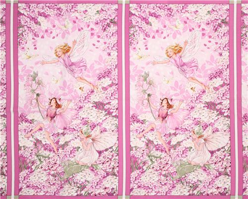 pink Petal Fairies Panel fairy tale fabric Michael Miller 3