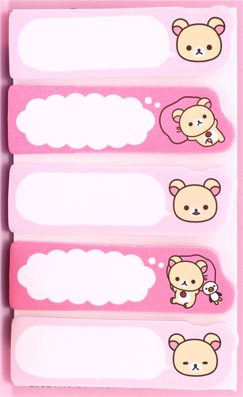 pink Rilakkuma index stickers bookmark sticker - Sticky Notes - Sticker - Stationery - Kawaii ...