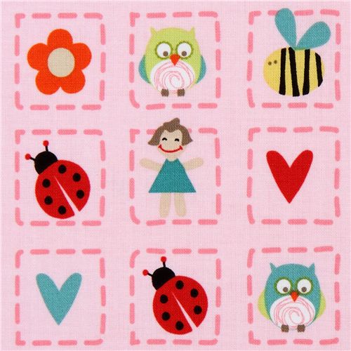 pink Riley Blake fabric cute animals for girls 1