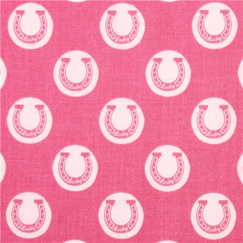 tessuto rosa Riley Blake ferri di cavallo Derby Style Tessuto