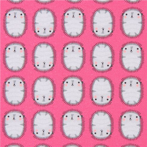 Remnant (34 x 112 cm) - pink Robert Kaufman fabric hedgehog Suzys Minis
