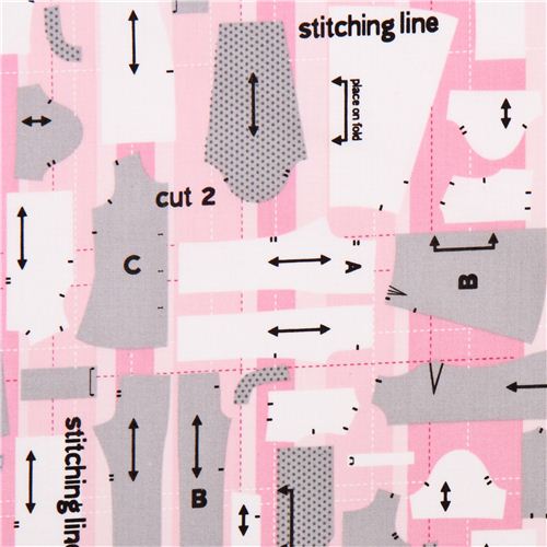 pink Sewing Studio measuring tape retro fabric Robert Kaufman Fabric by  Robert Kaufman - modeS4u