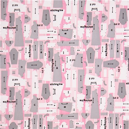 pink Sewing Studio measuring tape retro fabric Robert Kaufman Fabric by  Robert Kaufman - modeS4u