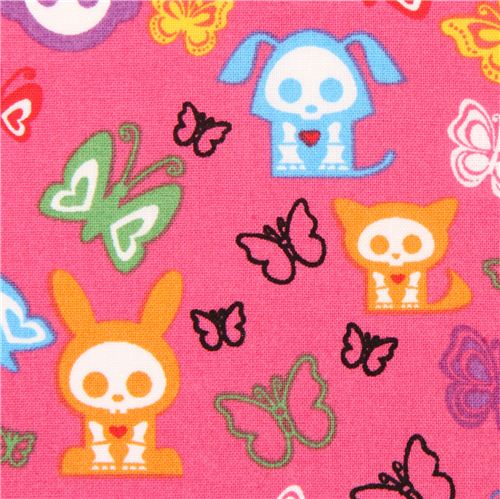 pink Skelanimals animal skeleton fabric butterfly USA 1