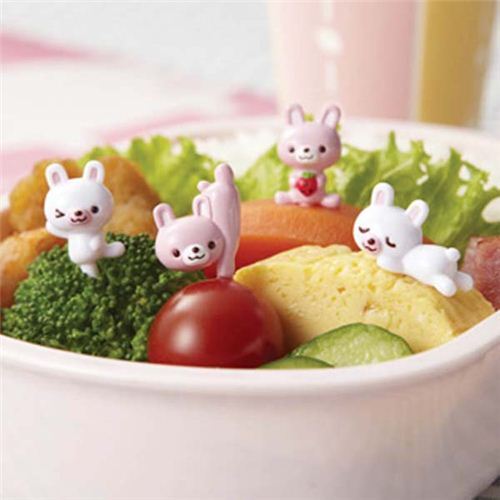 pink and white rabbit food picks for Bento Box Lunch Box - modeS4u