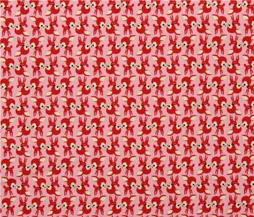 pink baby deer Kokka oxford cloth fabric Bambi Japan 2