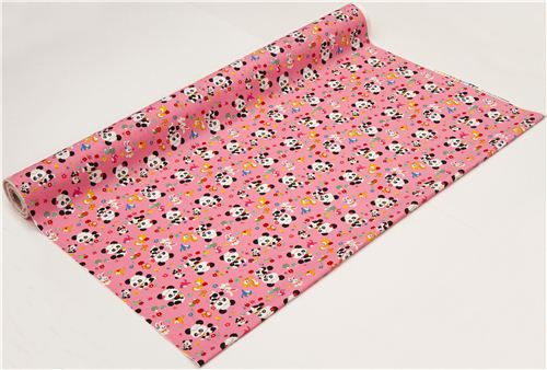 pink baby panda bear fabric mushrooms flowers kawaii 3