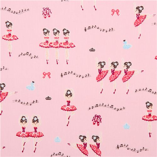 pink ballerina dancer ballet poplin fabric by Cosmo from Japan Fairy