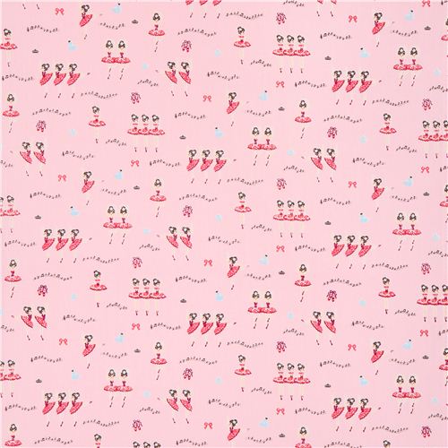 pink ballerina dancer ballet poplin fabric by Cosmo from Japan Fairy