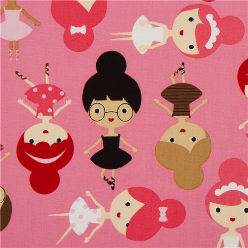 pink ballerina girls fabric par Robert Kaufman USA 1