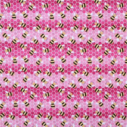 pink bee fabric honeycomb Critters USA designer 2