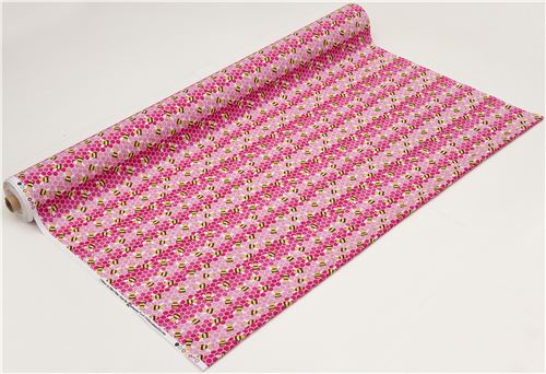 pink bee fabric honeycomb Critters USA designer 3