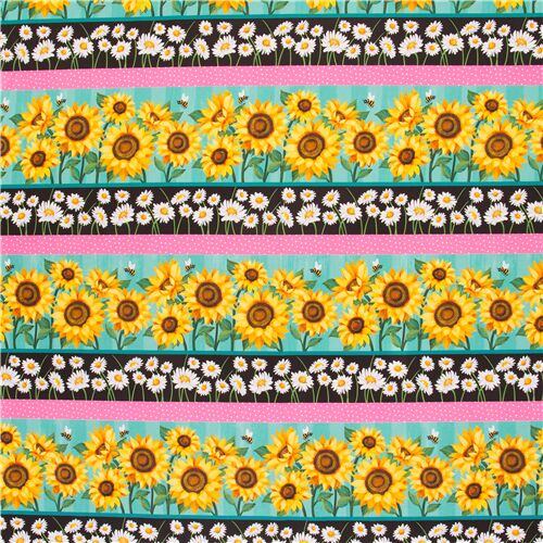 Tumbling Blooming Sunflowers Fabric by Michael Miller - modeS4u