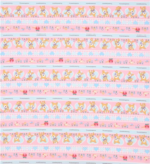 pink blue stripe heart Hummingmint deer animal Sanrio oxford fabric 2
