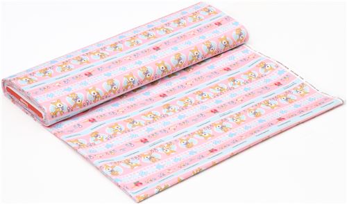 pink blue stripe heart Hummingmint deer animal Sanrio oxford fabric 3