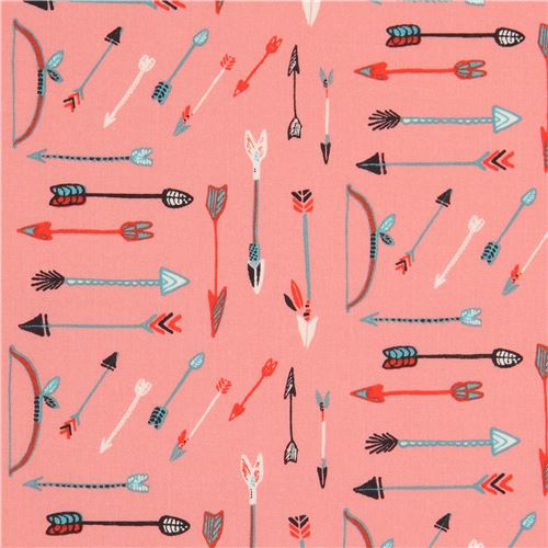 pink bow and arrow birch organic fabric from the USA Organic Fabric