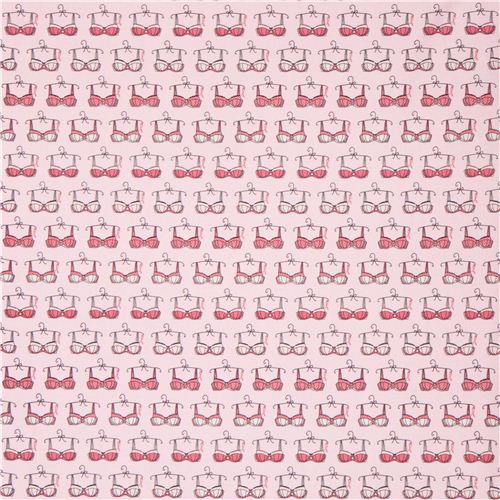 pink bra brassiere retro fabric by Riley Blake Think Pink 2