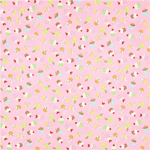 pinker Hasen Cupcakes Stoff von Timeless Treasures 2