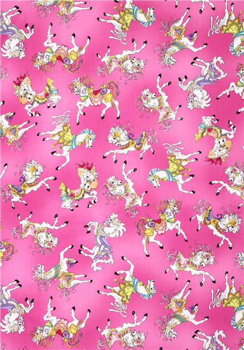 pink carousel horse fabric Carousel by Quilting Treasures 2