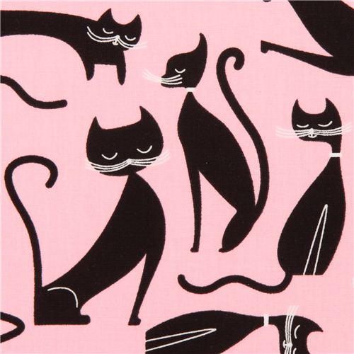 pink cat animal fabric by Robert Kaufman USA Animal Fabric Fabric