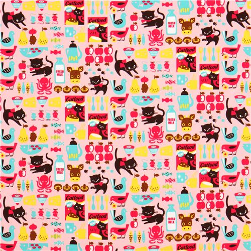 pink cat oxford fabric Cosmo Japan appfle food cow 2