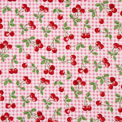 pink checkered cherry fabric Robert Kaufman 2