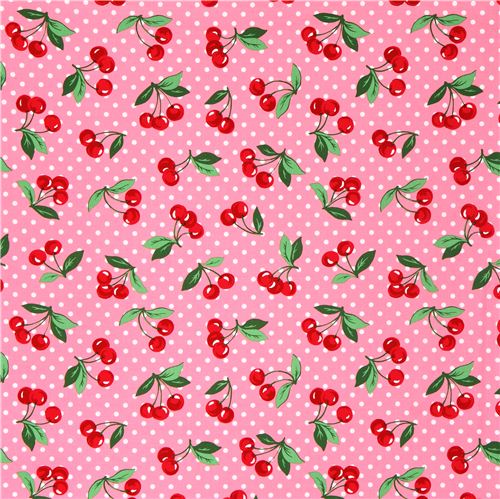 pink cherry polka dot fabric Cherry Dot by Michael Miller 2