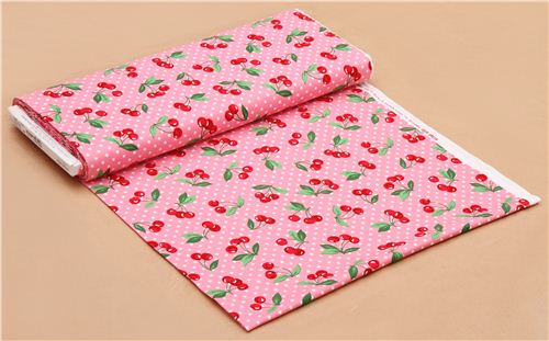 pink cherry polka dot fabric Cherry Dot by Michael Miller 3