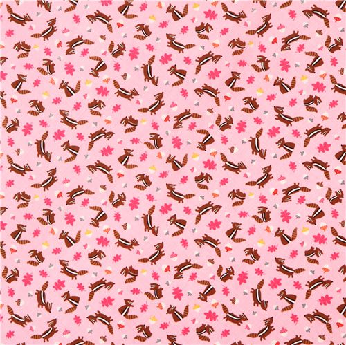 pink chipmunk woodland animals fabric Timeless Treasures 'Chipmunks' 2