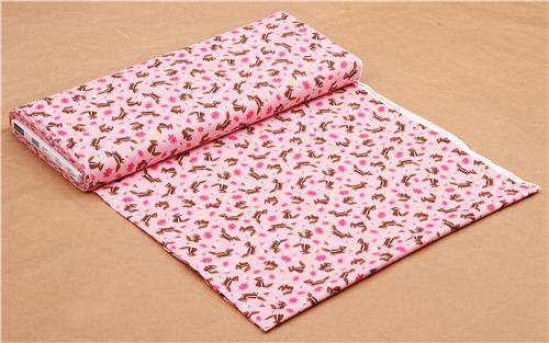 pink chipmunk woodland animals fabric Timeless Treasures 'Chipmunks' 3