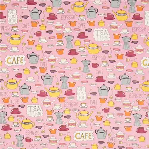 rosa Kaffee und Tee Stoff von Robert Kaufman 2