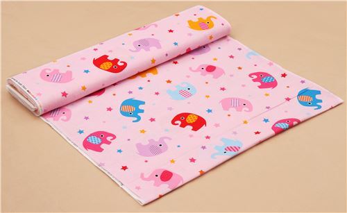 pink cute colorful elephant star fabric - modeS4u