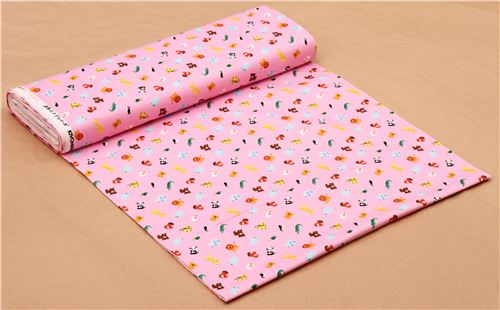 pink cute small animals oxford fabric from Japan 5