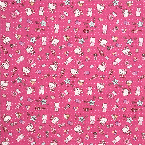 pink dotted Hello Kitty oxford fabric candy by Sanrio from Japan 2