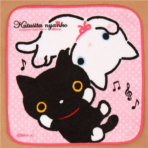 pink dotted Kutusita Nyanko cats towel from Japan - modeS4u