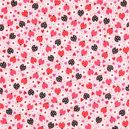 pink dotted ladybird animal fabric by Robert Kaufman USA by Robert ...