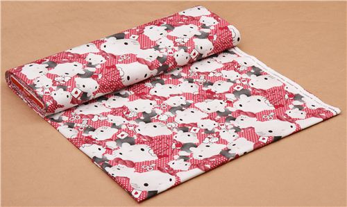 Remnant 30 cm - pink dotted realistic Hello Kitty oxford fabric by Sanrio from Japan 3