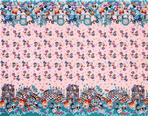 pink double border Little Twin Stars Alice in Wonderland Sanrio oxford fabric 5