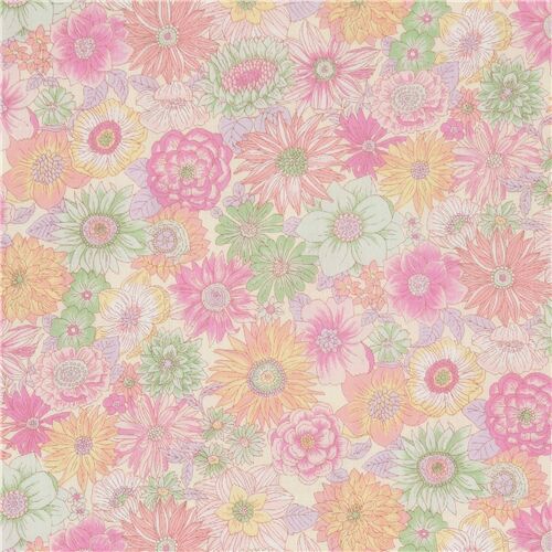 tessuto rosa cotone doppia garza fiori ver Tessuto