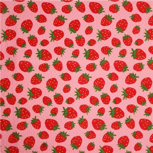 pink double gauze strawberry fabric from Japan 2