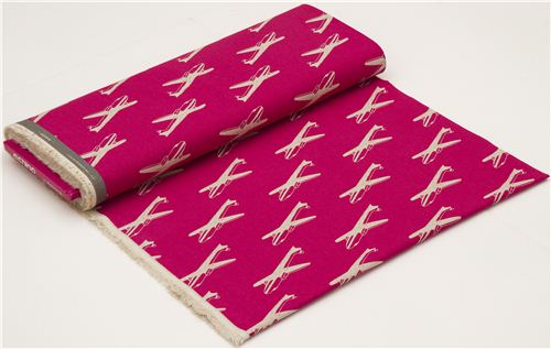 pink echino airplane poplin fabric airplane 3