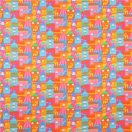 pink elephant and castle fabric by Timeless Treasures 2